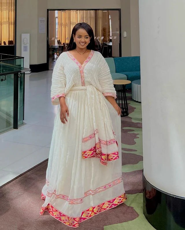 Stunning Light Color Habesha Dress Effortless Grace in Habesha Kemis