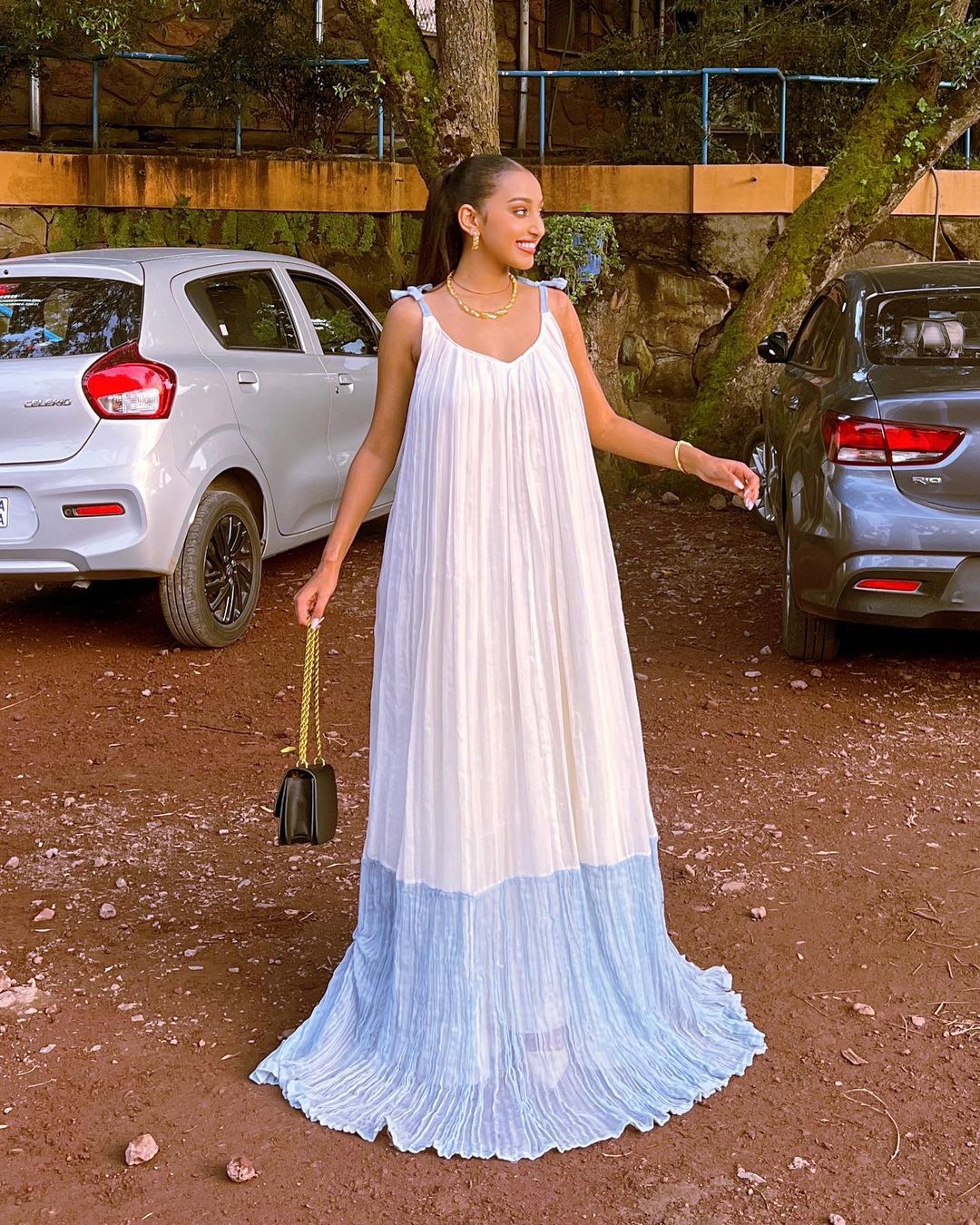 Chic Free-Size Habesha Dress with a Blue Pattern Timeless Habesha Kemis