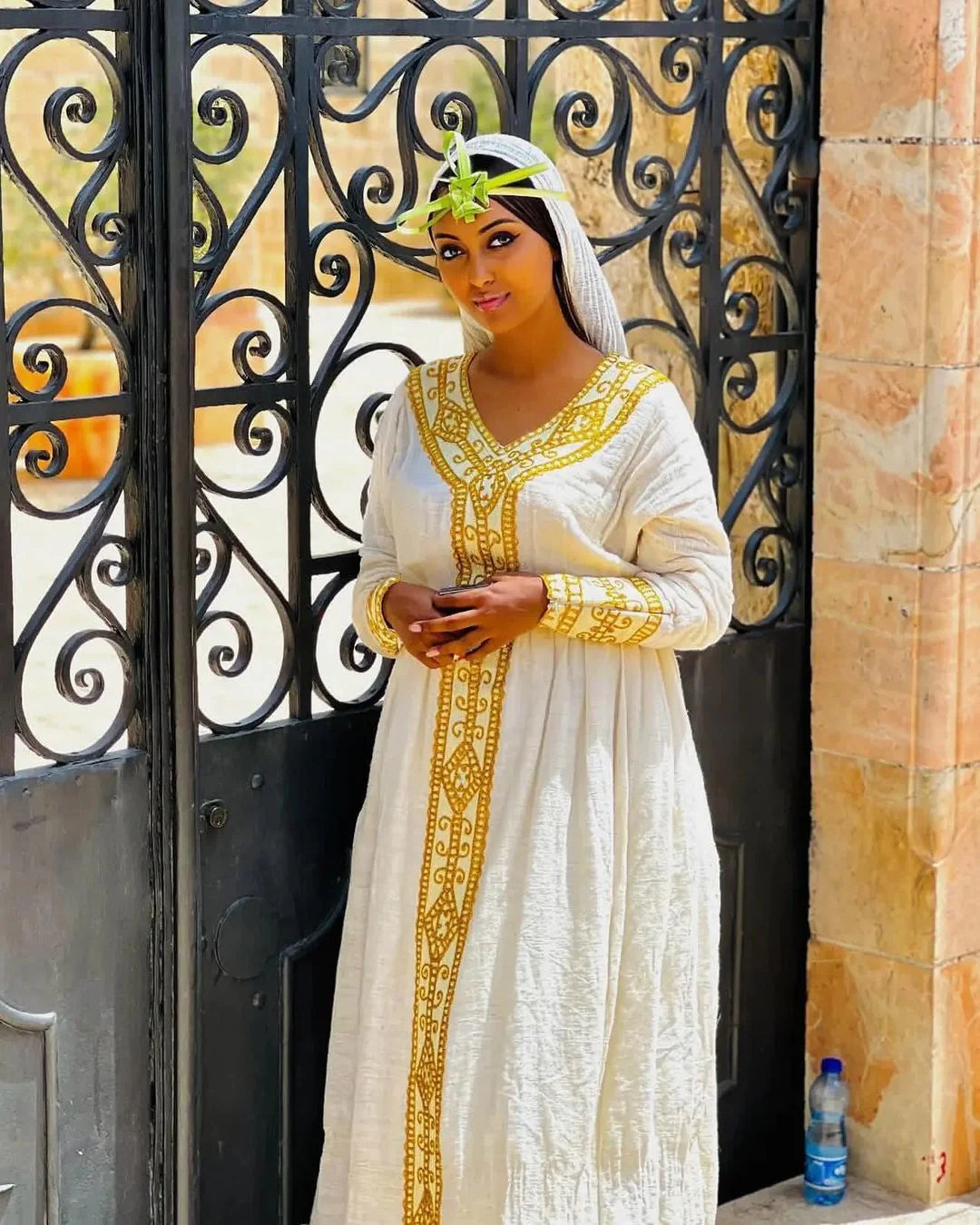 Contemporary Golden Yellow Habesha Dress: Cultural Habesha Kemis in Traditional Style