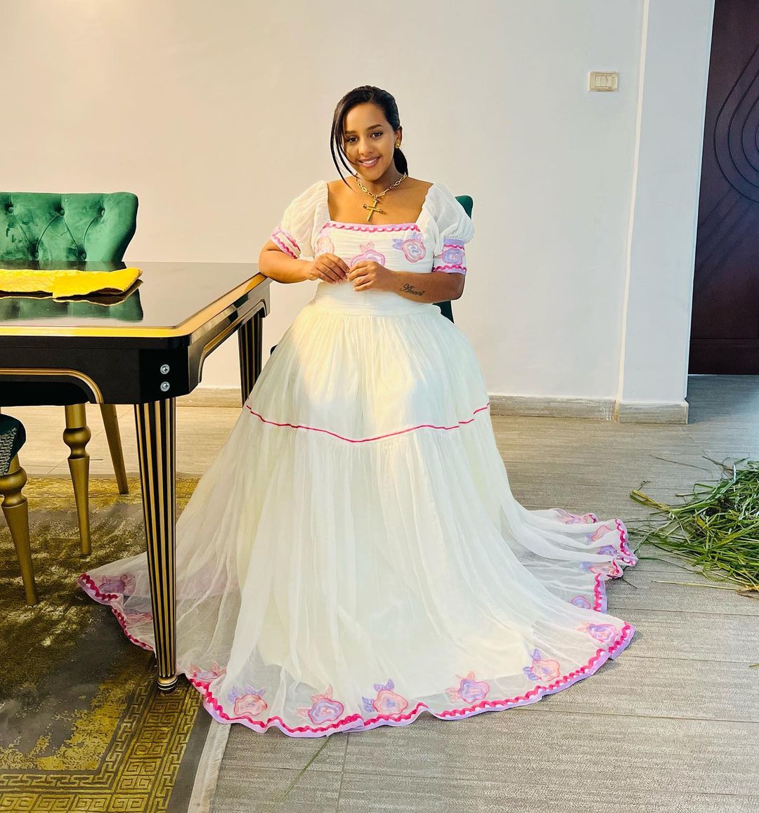 Pink Glamour Habesha Attire Contemporary Habesha Kemis Style