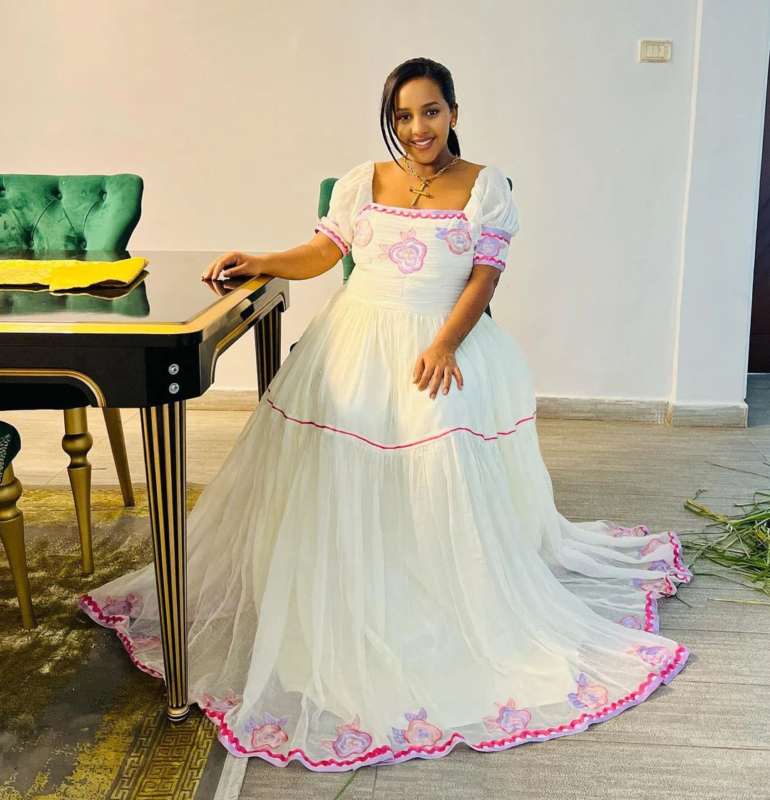 Pink Glamour Habesha Attire Contemporary Habesha Kemis Style