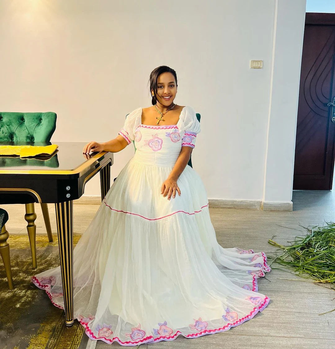 Pink Glamour Habesha Attire Contemporary Habesha Kemis Style