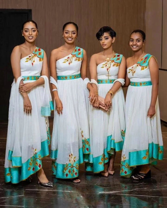 Blue Habesha dress, merging modern style with traditional elegance