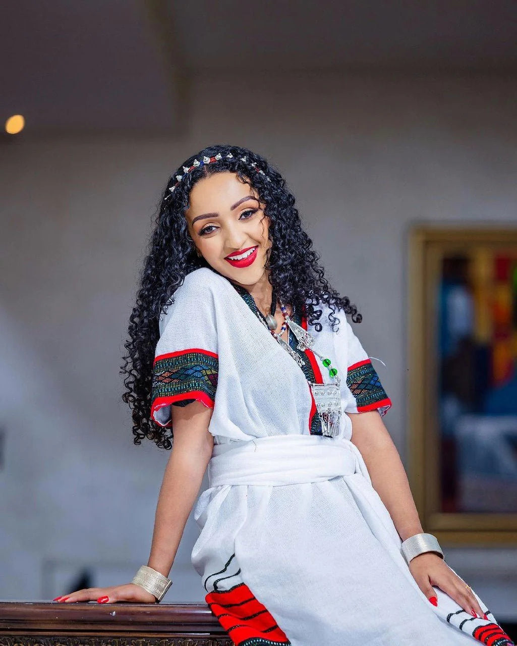 Kemise Habesha Garment Crimson Pattern Habesha Cultural Attire Habesha Traditional Dress Style