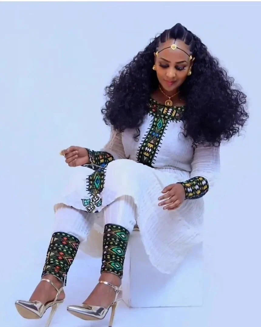 Handwoven Fetil Habesha Cultural Dress, Habesha Kemis, Habesha Libs