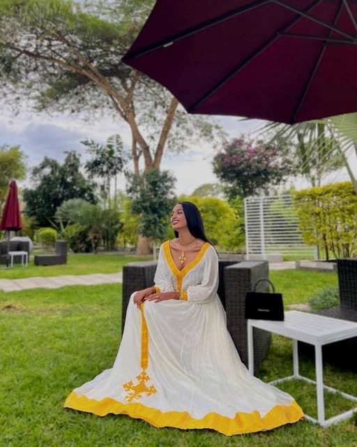 A Radiant Yellow Tilf Habesha Dress