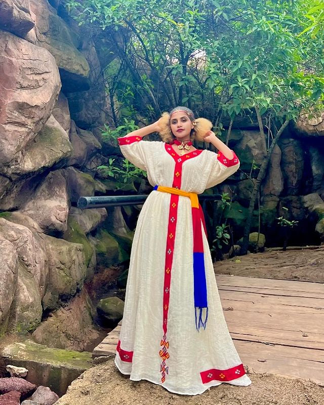 Basic Crimson Habesha Outfit Traditional Habesha Garment