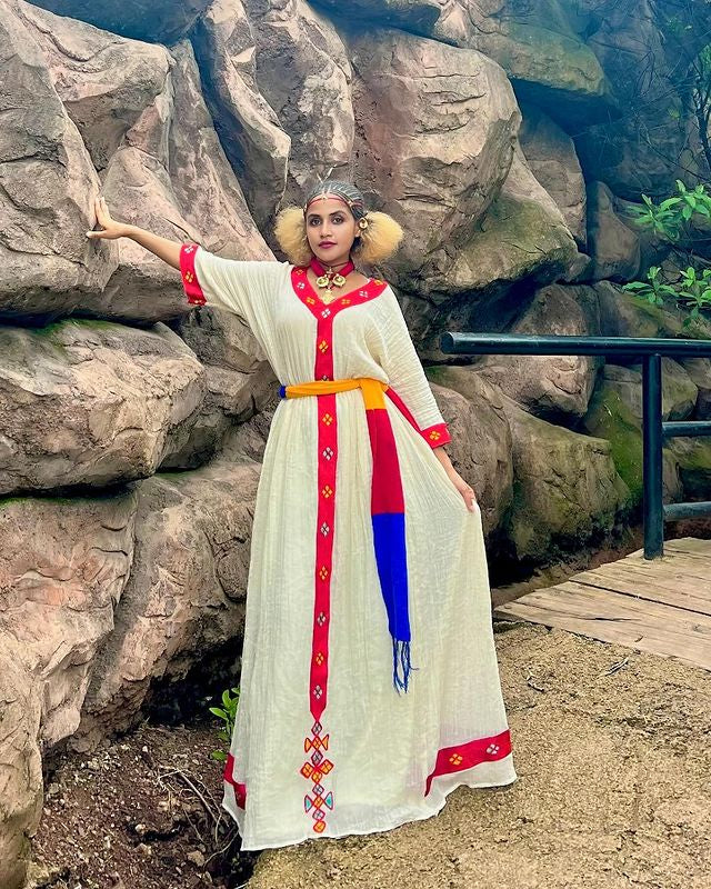 Basic Crimson Habesha Outfit Traditional Habesha Garment