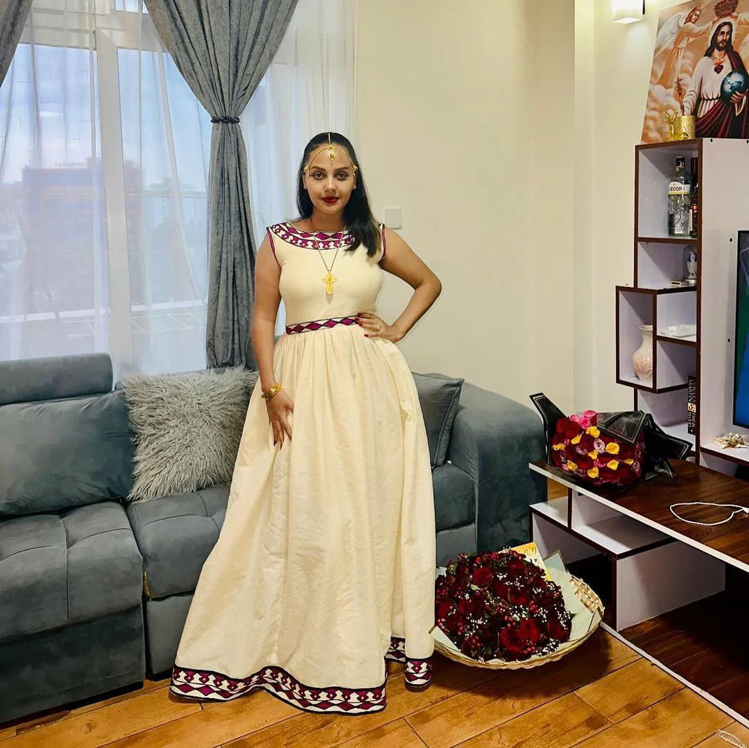 Graceful Minimalism A Stunning Habesha Dress and Timeless Habesha Kemis