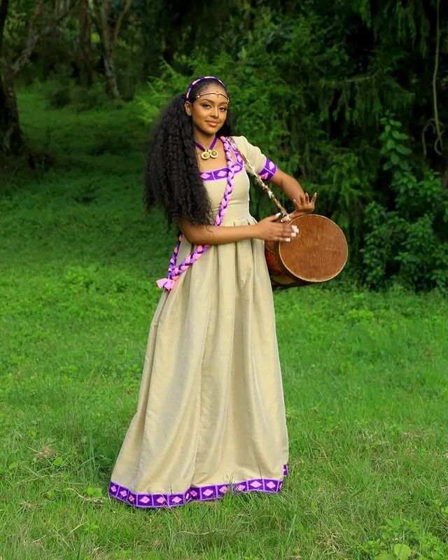 Elegant Habesha Kemis for Ashenda, Beautiful Purple Habesha Dress