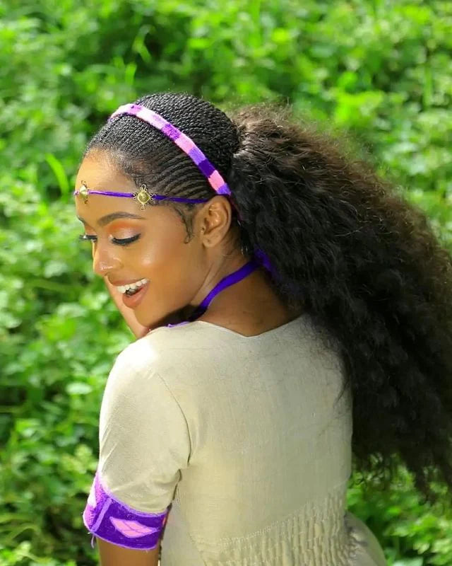Elegant Habesha Kemis for Ashenda, Beautiful Purple Habesha Dress