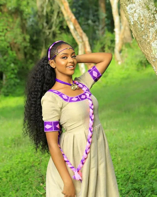 Elegant Habesha Kemis for Ashenda, Beautiful Purple Habesha Dress
