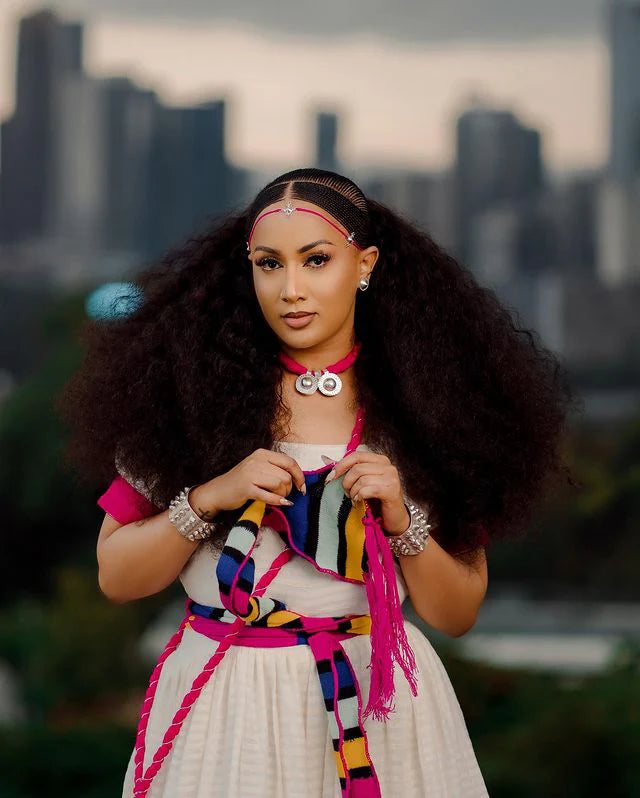 Traditional Habesha Kemis for Ashenda, Simple Pink Habesha Dress