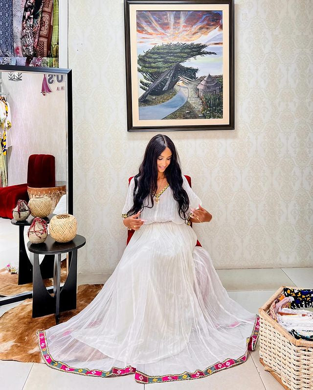 Vibrant Habesha Kemis, A Simple Traditional Habesha Garment