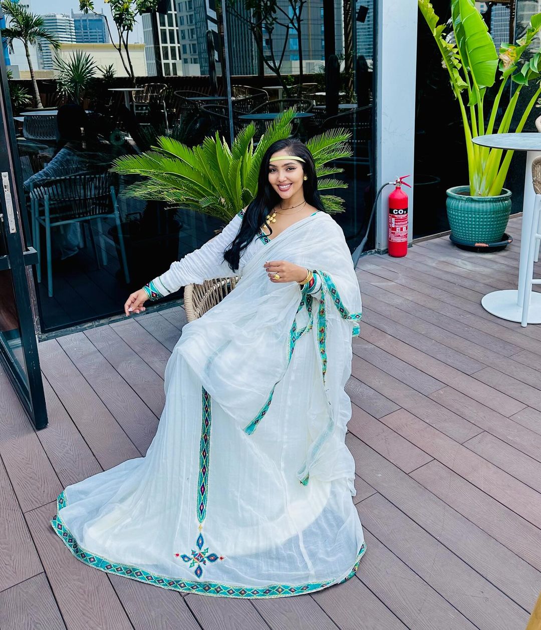 Graceful Light Blue Habesha Attire, Stunning Habesha Kemis