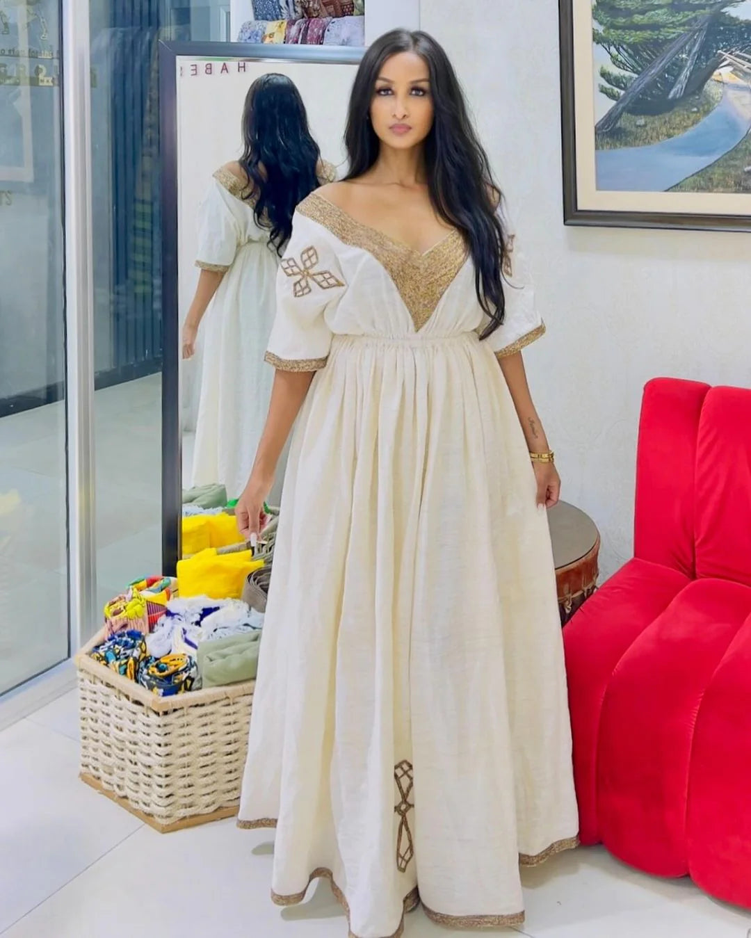 Graceful Habesha Attire, Minimalist Light Habesha Traditional Wear