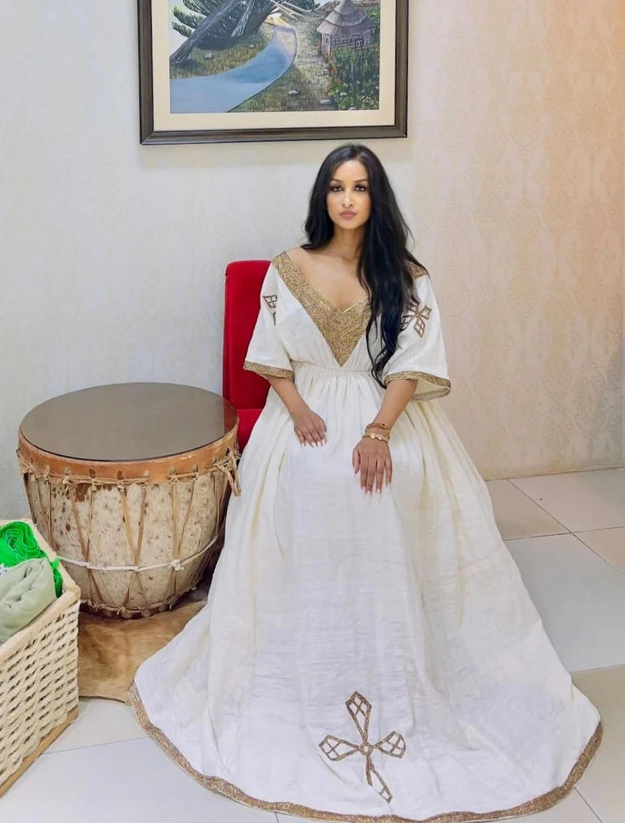 Graceful Habesha Attire, Minimalist Light Habesha Traditional Wear