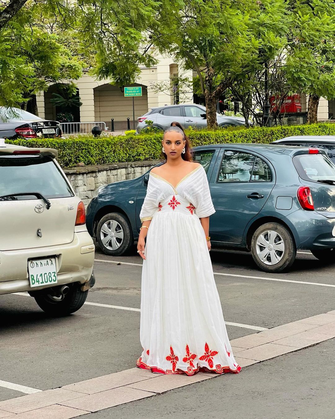 Simple Red Design Habesha Dress Modern Habesha Kemis Style with Habesha Libs