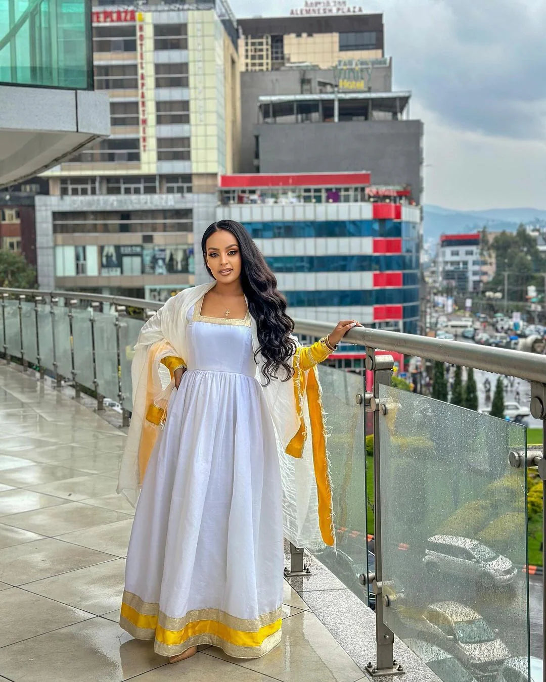 Golden Simplicity Habesha Dress Modern Elegance in Yellow