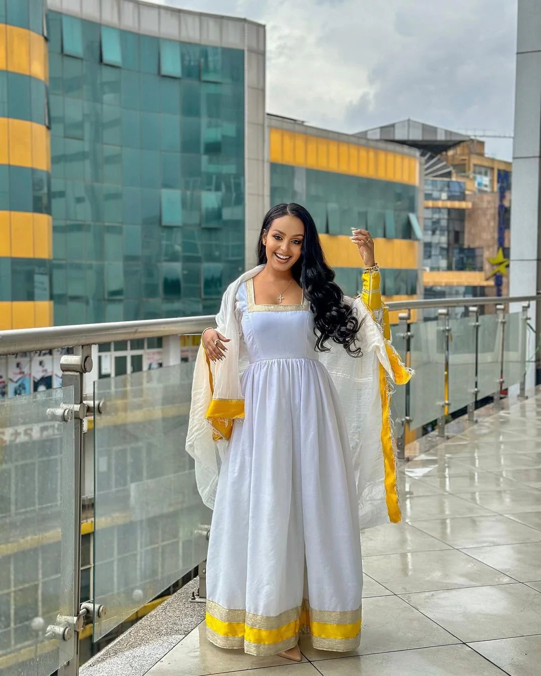 Golden Simplicity Habesha Dress Modern Elegance in Yellow