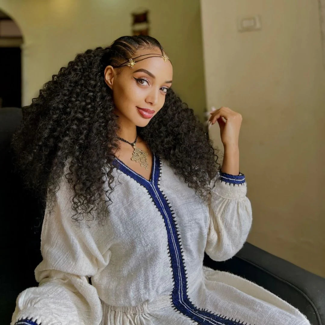 Traditional Habesha Dress in Cotton and Thread Habesha Kemis