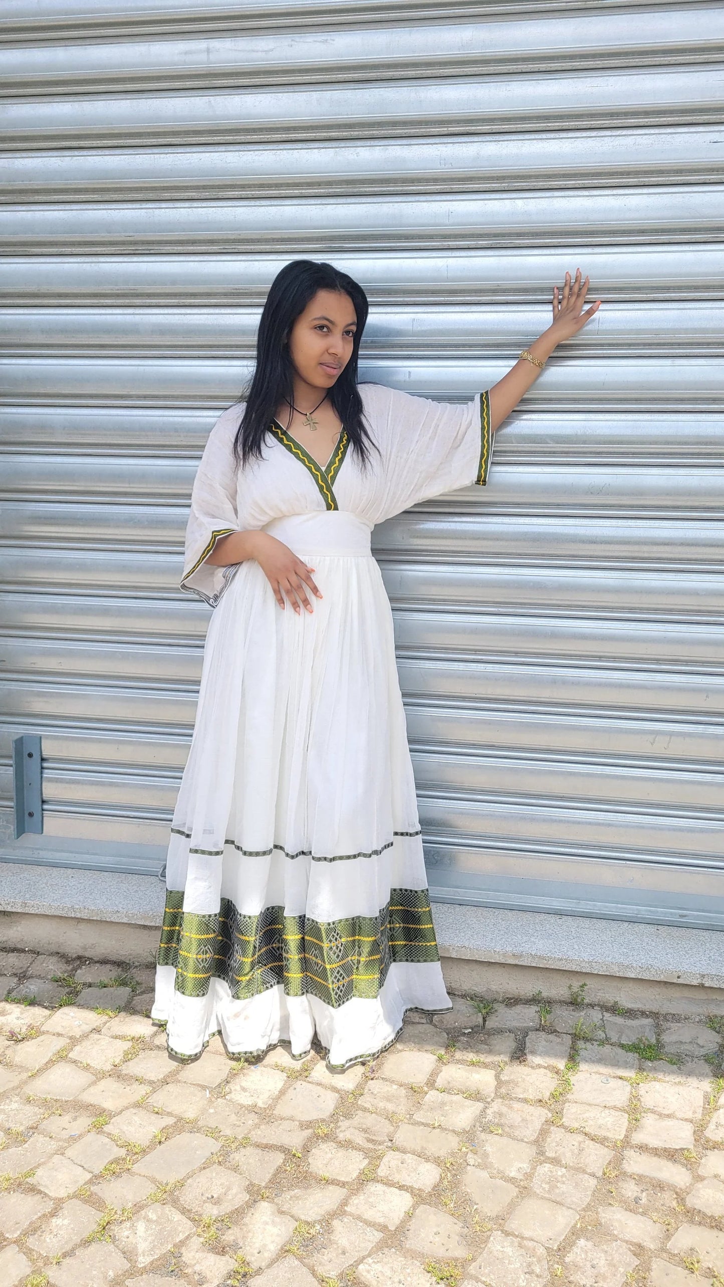 Green Design Simple Habesha Dress, Modern Habesha Kemis, Habesha Libs
