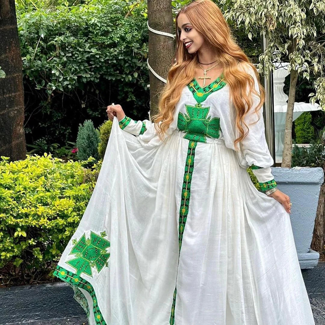 Beautiful Habesha Kemis, modern Habesha attire for the Habesha New Year