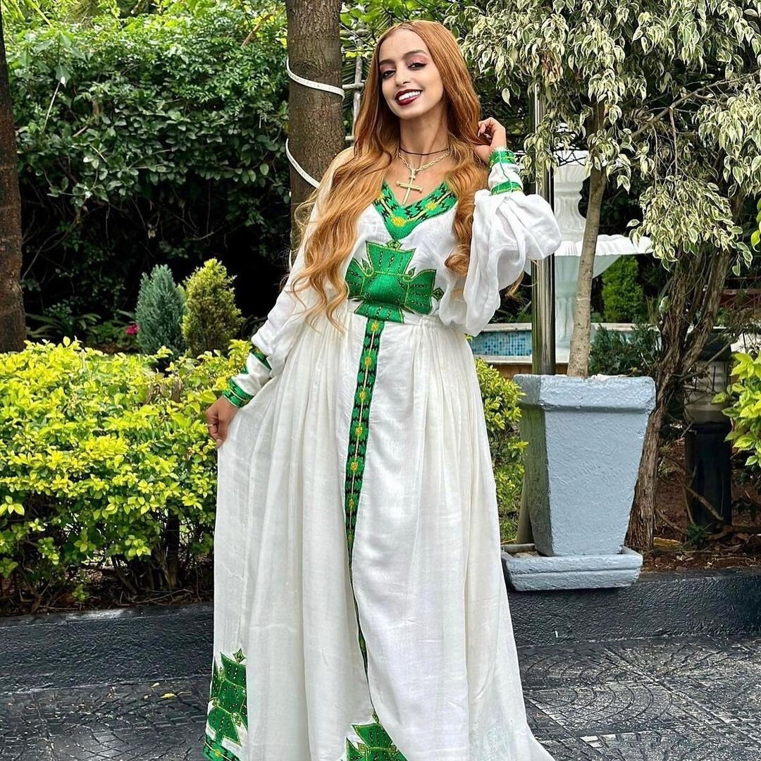 Beautiful Habesha Kemis, modern Habesha attire for the Habesha New Year