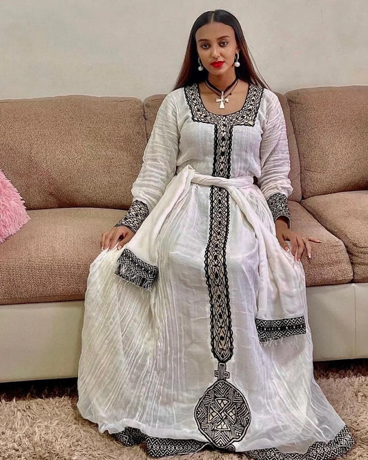 Chic and Contemporary Habesha Attire with Menen Fabric