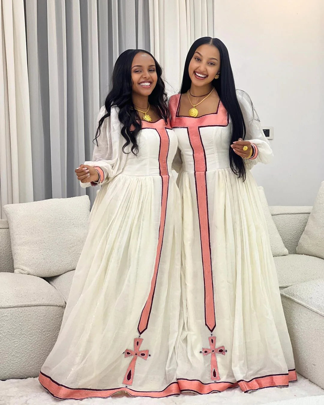 Blush Blossom Modern Habesha Dress Simple Pink Tilet Habesha Kemis