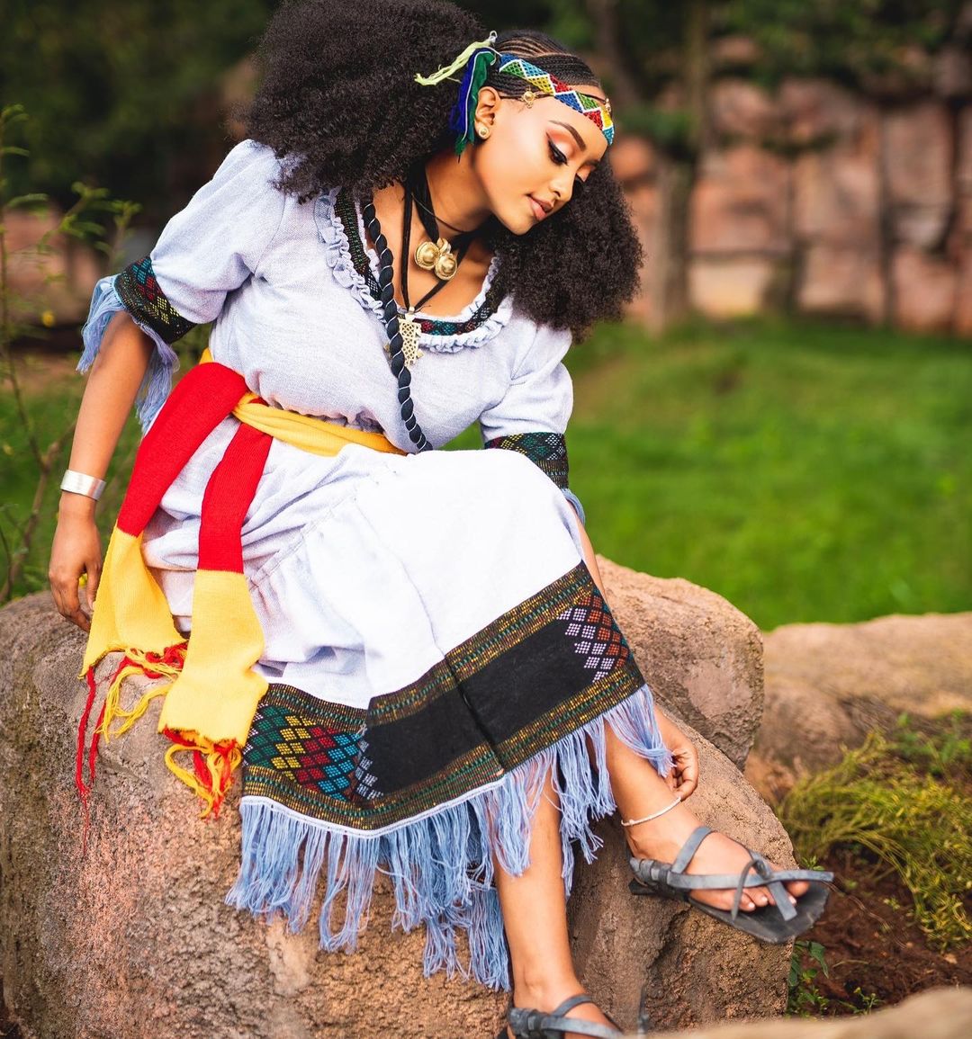Stunning Blue Elegant Habesha Dress Traditional Habesha Attire