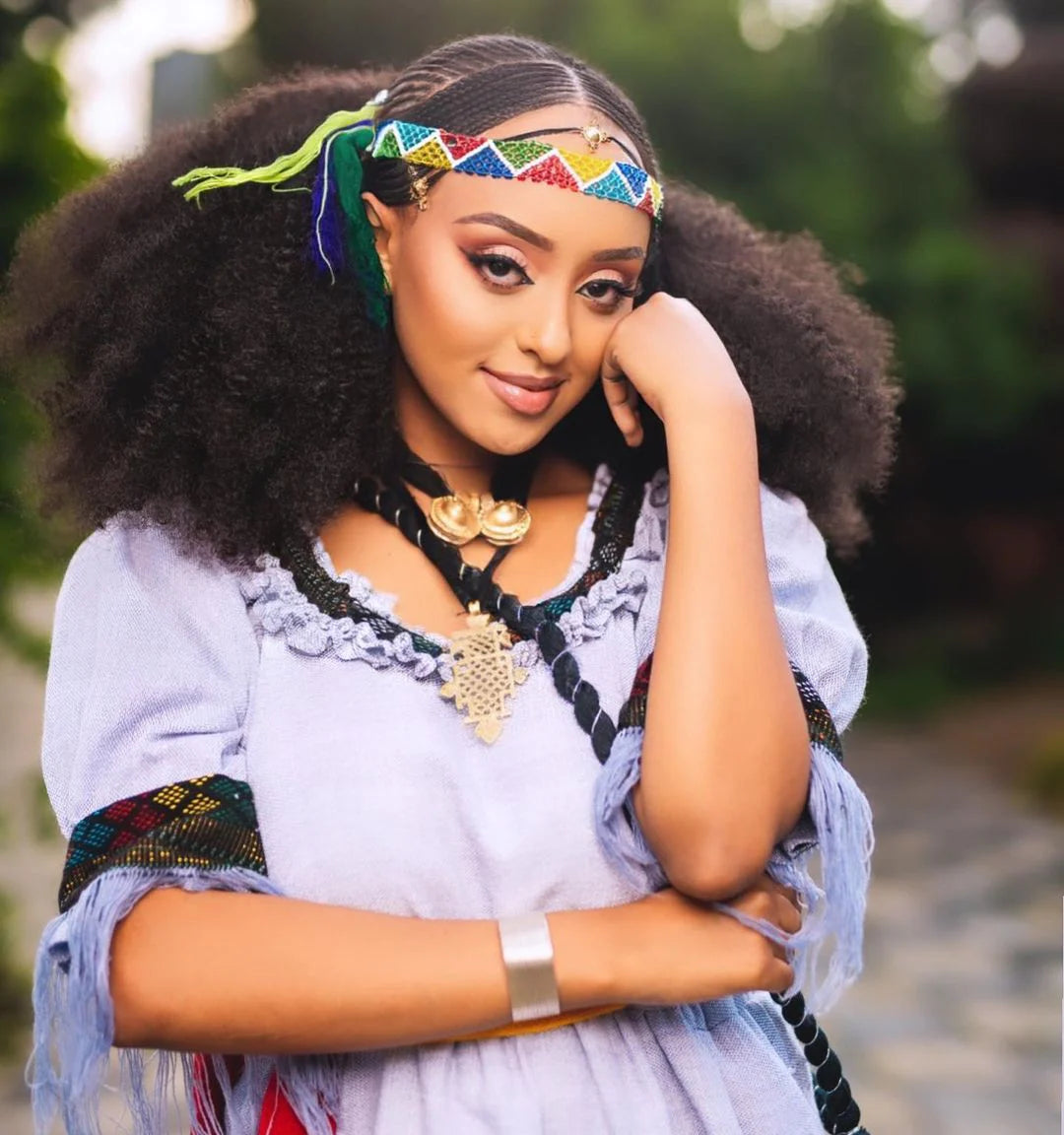Stunning Blue Elegant Habesha Dress Traditional Habesha Attire