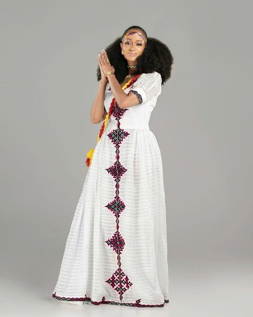 Pink and Black Pattern Habesha Dress Modern Habesha Kemis Design