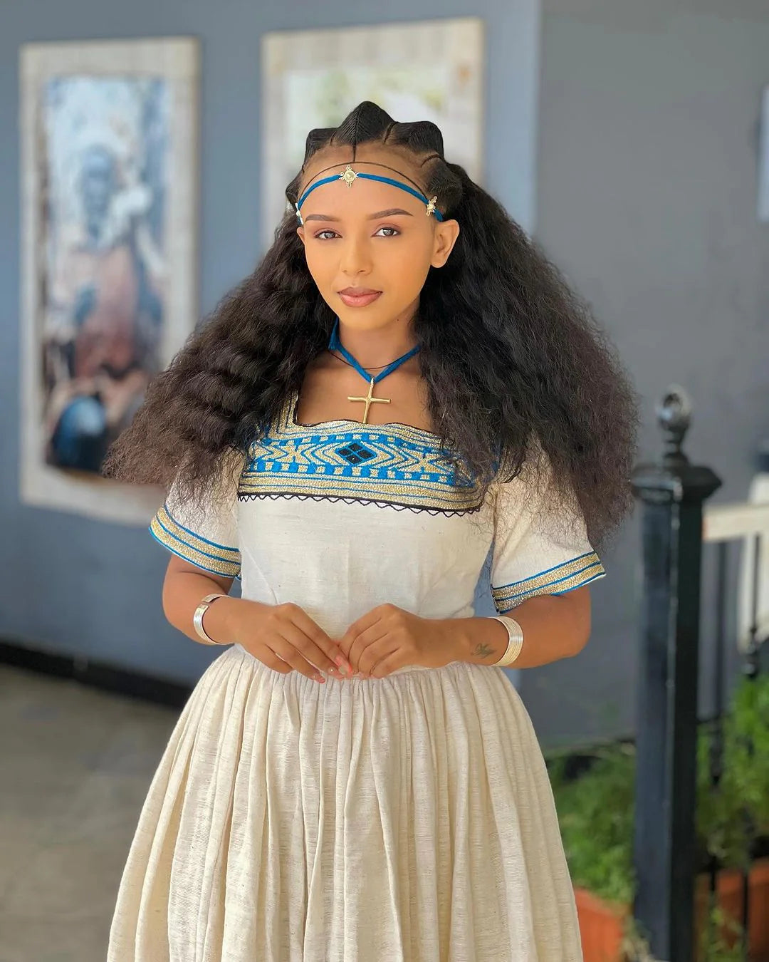 Enduring Grace Azure Minimalism in Habesha Kemis Habesha Attire