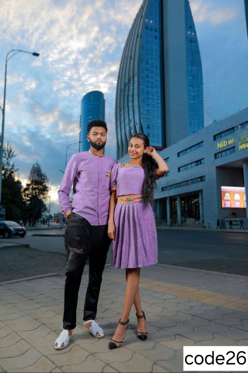 Chic Coordinated Couple's Ensemble in Light Purple
