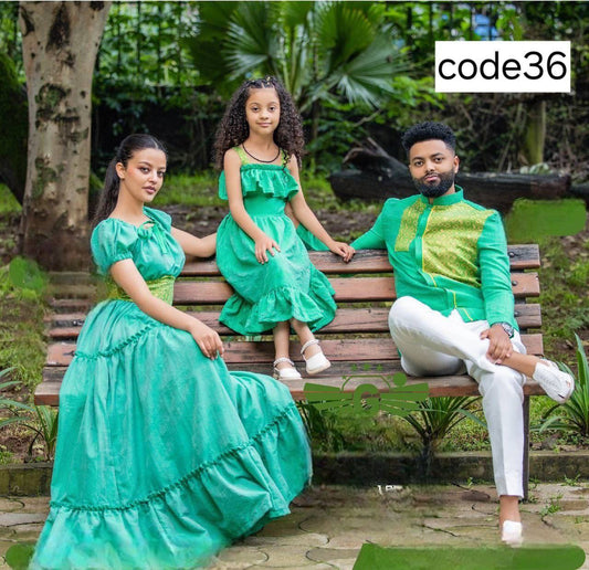 Vibrant Green Family Ensemble Stylish Coordination for Every Occasion