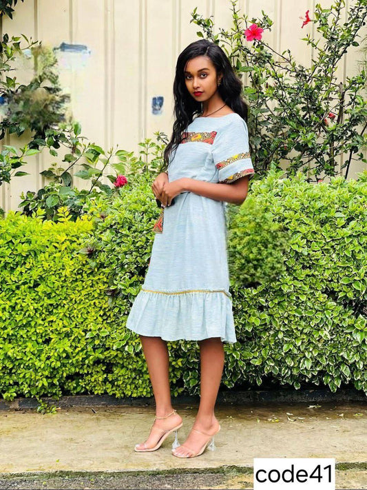 Pastel Charm A Playful Embroidered Dress for Effortless Style
