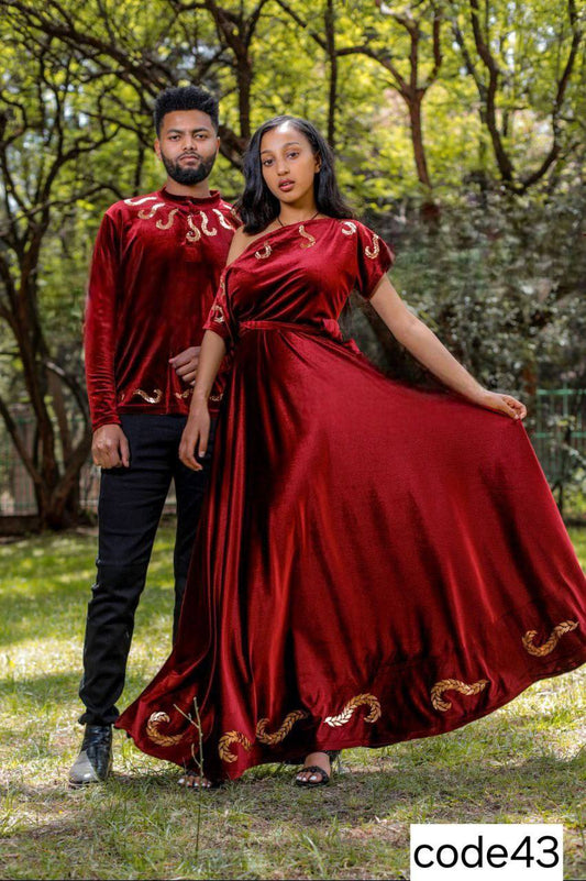 Elegant Harmony A Luxurious Velvet Matching Outfit for Special Occasions