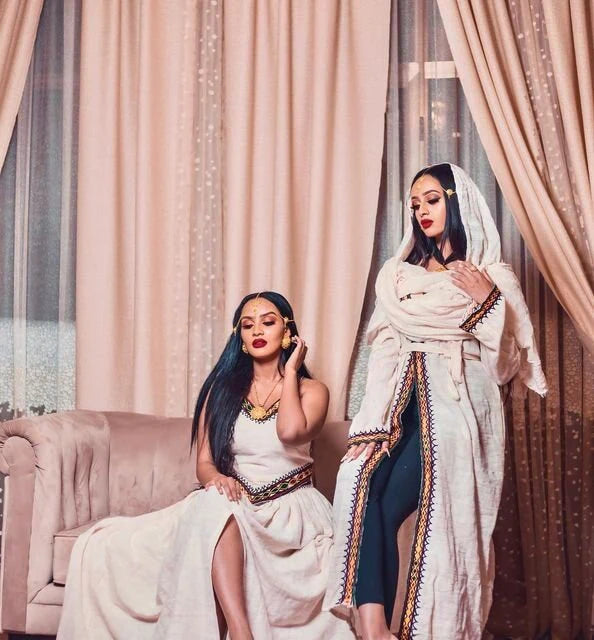 Thick Gabi Cotton Habesha Dress 2-piece, Habesha gown, Habesha kemis, Habesha attire, Kemis