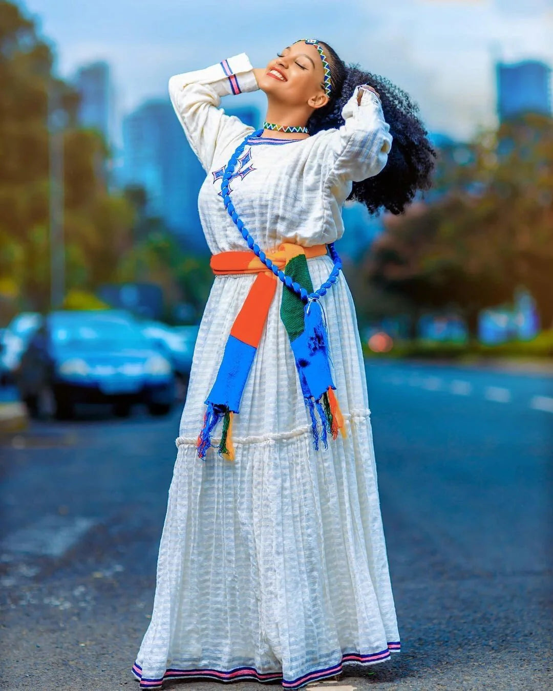 Beautiful Habesha Kemis with Tilf Pattern and Menen-inspired Fabric, Habesha Kemis, Habesha attire