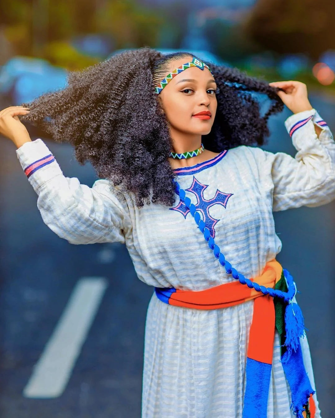 Beautiful Habesha Kemis with Tilf Pattern and Menen-inspired Fabric, Habesha Kemis, Habesha attire
