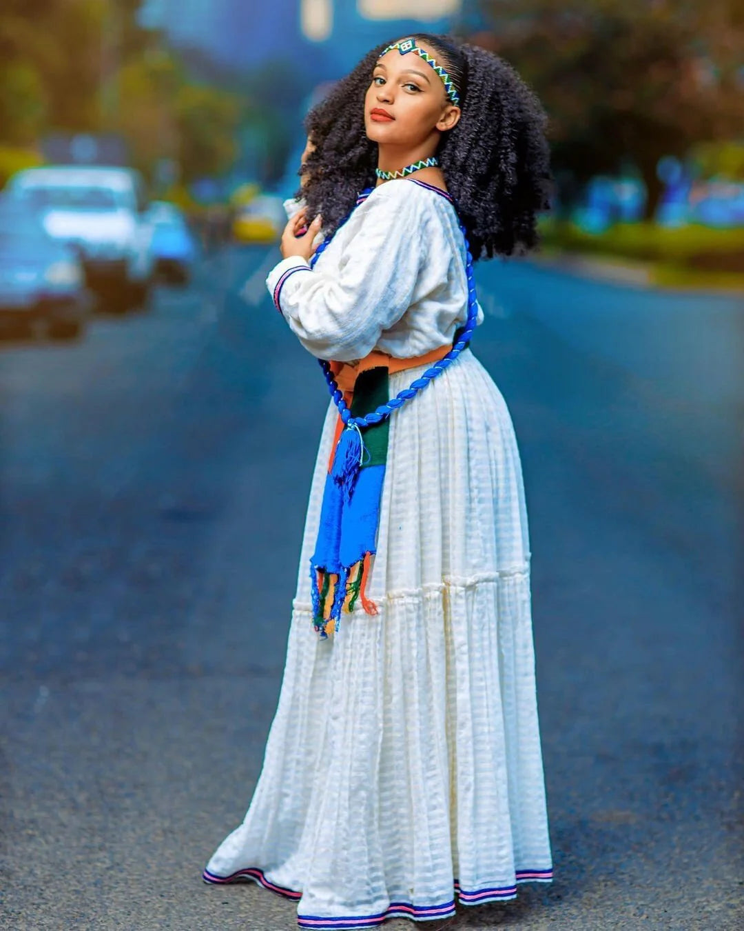 Beautiful Habesha Kemis with Tilf Pattern and Menen-inspired Fabric, Habesha Kemis, Habesha attire