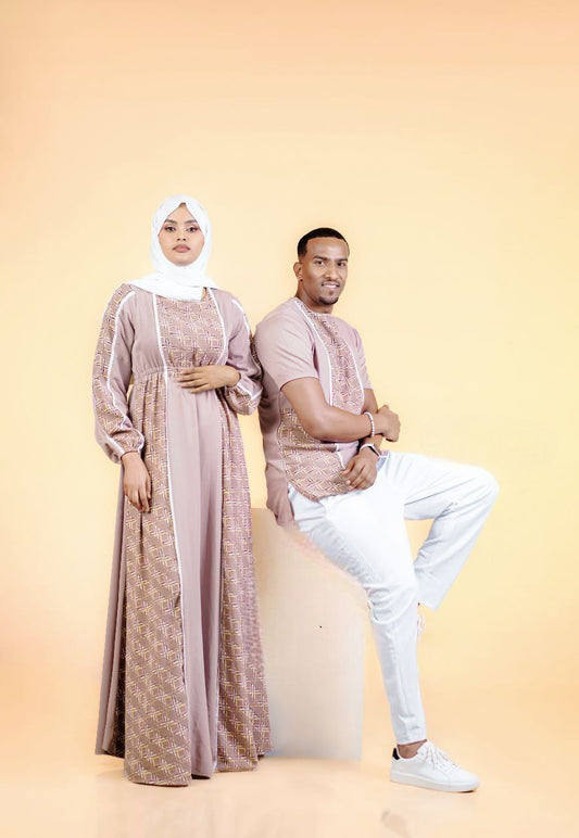 Contemporary Elegance Habesha Couple's Outfit for Any Celebration with hijab