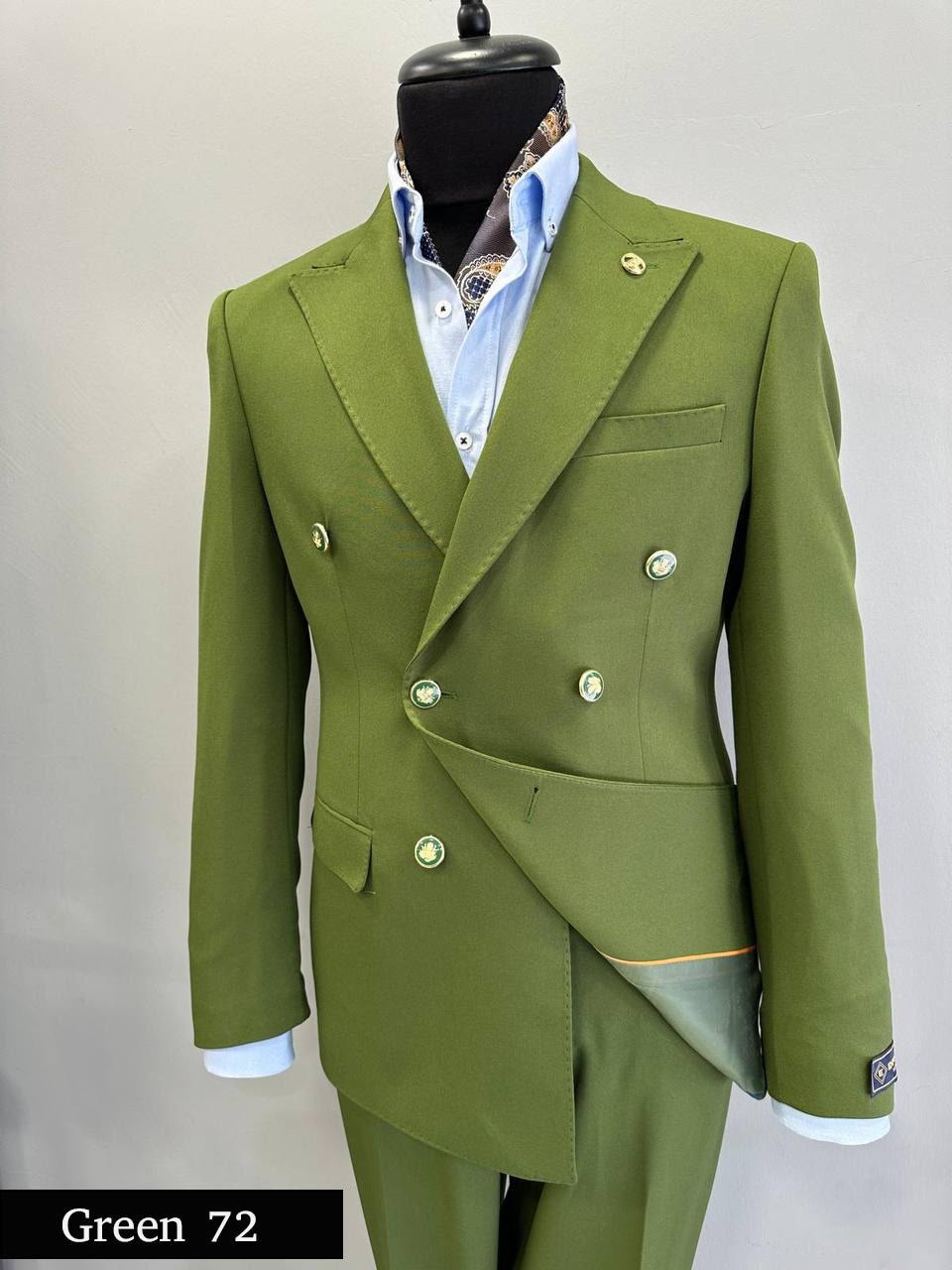Bold Green Double-Breasted Turkey Suit A Fusion of Style and Elegance