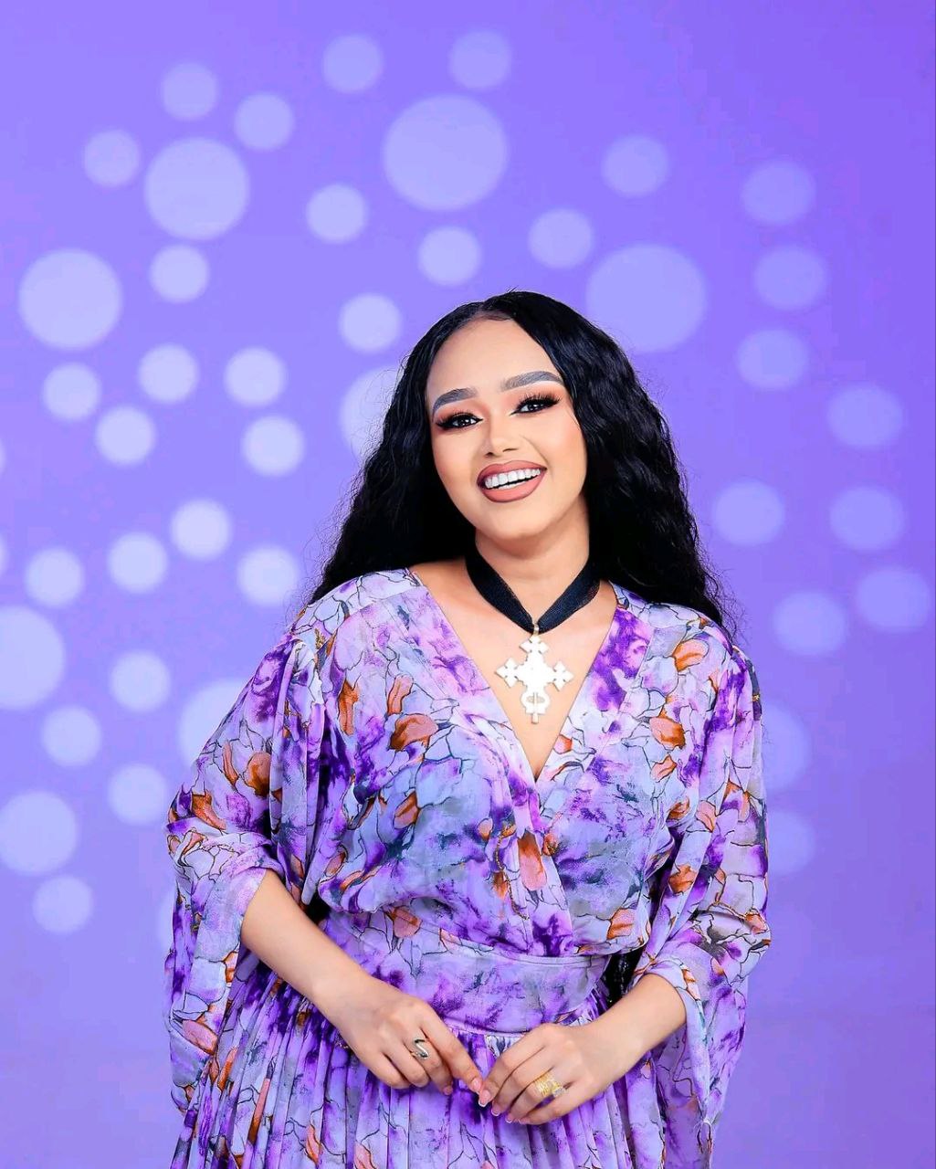 Charming Lavender Habesha Chiffon Dress