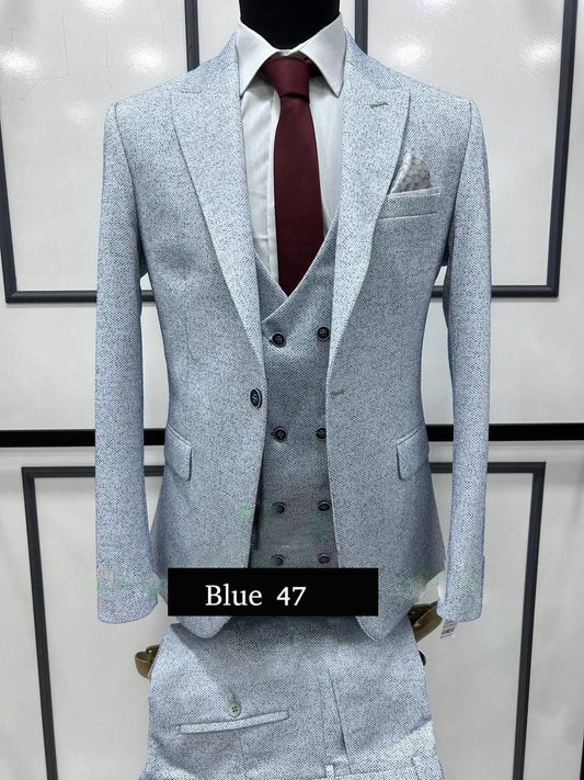 Fresh Light Blue Three-Piece Suit Contemporary Charm