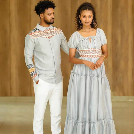 Contemporary Charm A Stylish Duo in Habesha Fashion