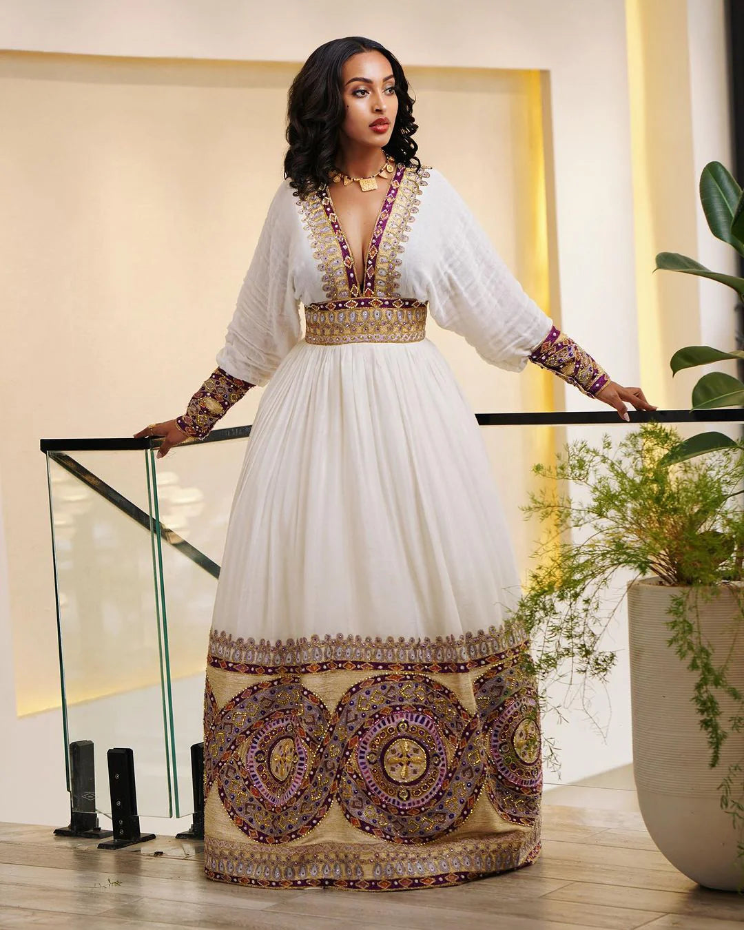 Beautiful Ethiopian Wedding Gown Beaded Habesha Bridal Dress