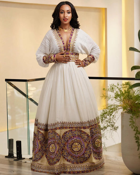 Beautiful Ethiopian Wedding Gown Beaded Habesha Bridal Dress