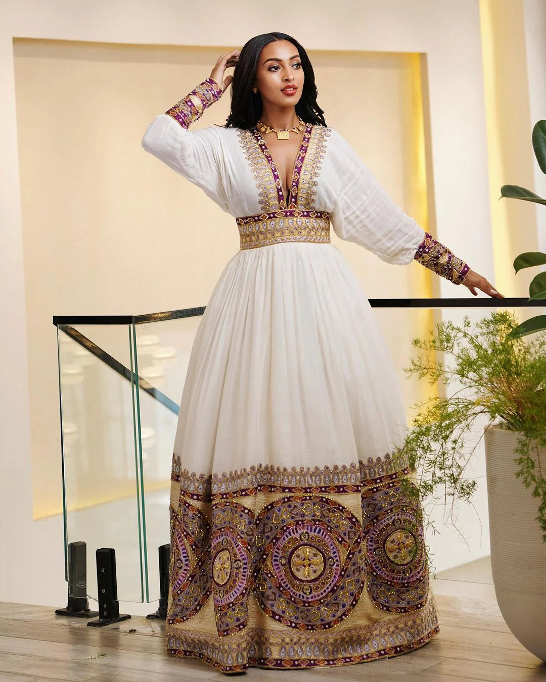 Beautiful Ethiopian Wedding Gown Beaded Habesha Bridal Dress
